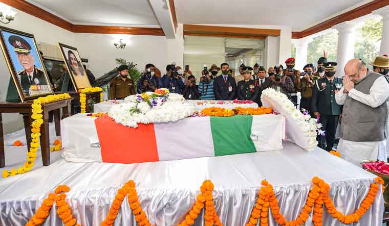 Amit Shah, Ajit Doval, Rahul Gandhi pay last respects to CDS Rawat, his ...