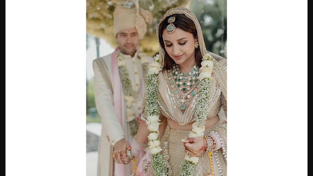 New Bride Parineeti Chopra's Handcrafted Golden Wedding Lehenga